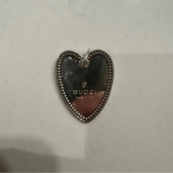 GUCCI Sterling Silver "Heart Tag" Logo Pendant - Picture 4 of 6